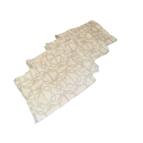 Unbranded Other - Set 4 Ivory Brown Printed Curtains Drapes Panels 80 Long Cotton Canvas Luxury